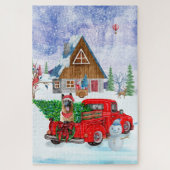 Deutscher Schäferhund in Weihnachten LKW Schnee Puzzle (Vertikal)