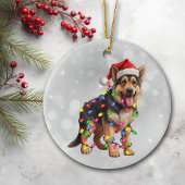 Deutscher Schäferhund in Weihnachtslicht Keramik Ornament