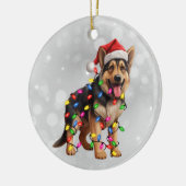 Deutscher Schäferhund in Weihnachtslicht Keramik Ornament (Links)