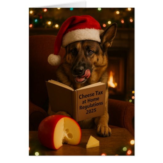 Deutscher Schäferhund 'Käse-Steuer' Weihnachtskart (Vorne)