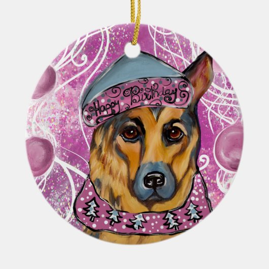 Deutscher Schäferhund Keramik Ornament (Vorne)