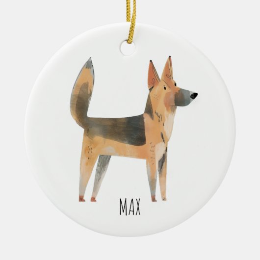 Deutscher Schäferhund Keramik Ornament (Vorne)