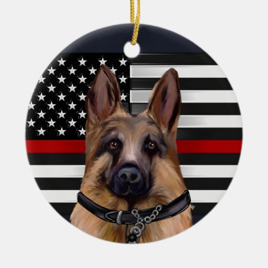 Deutscher Schäferhund Keramik Ornament (Vorne)
