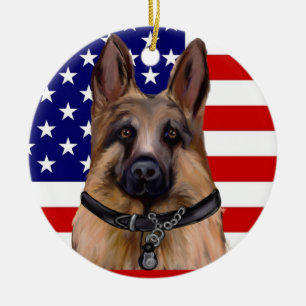 Deutscher Schäferhund Keramik Ornament