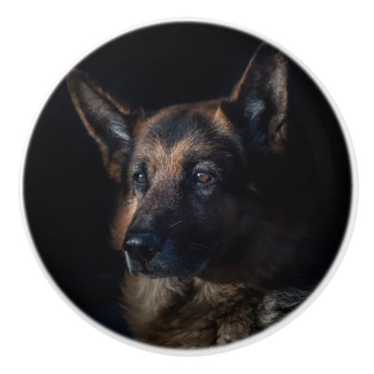 Deutscher Schäferhund Keramikknauf (Vorderseite)
