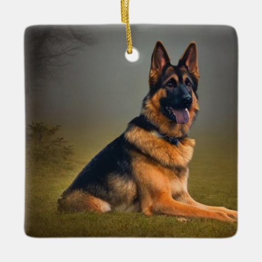 Deutscher Schäferhund Keramikornament (Vorderseite)