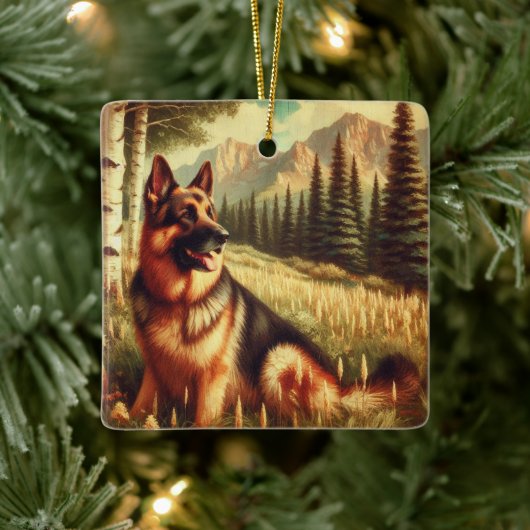 Deutscher Schäferhund Keramikornament (Baum)