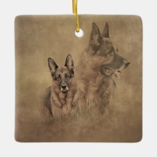 Deutscher Schäferhund Keramikornament (Vorderseite)