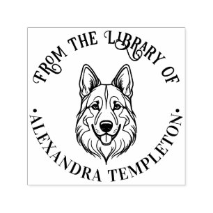 Deutscher Schäferhund Kopf Bibliotheksbuch Name Permastempel
