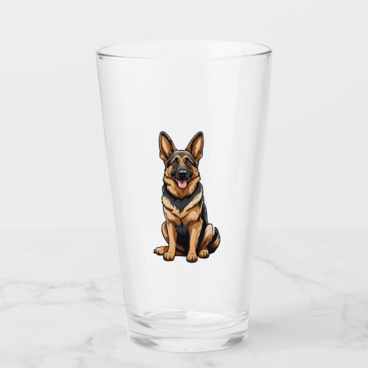 Deutscher Schäferhund lächelt Glas (Vorderseite)
