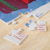 Deutscher Schäferhund läuft mit Weihnachtshut im S Puzzle (Seite)