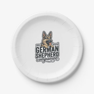 Deutscher Schäferhund Liebhaber Vintage Gravur Hun Pappteller
