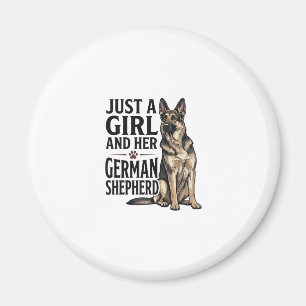 Deutscher Schäferhund Mädchen Vintage Gravur Hunde Magnet