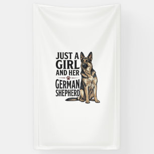 Deutscher Schäferhund Mädchen Vintage-Stich Hundel Banner
