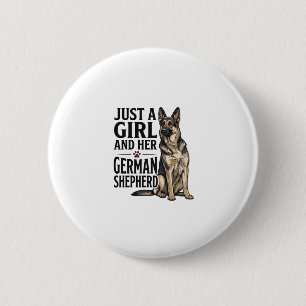 Deutscher Schäferhund Mädchen Vintage-Stich Hundel Button