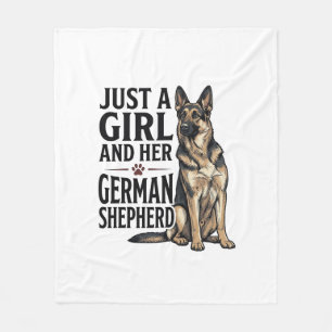 Deutscher Schäferhund Mädchen Vintage-Stich Hundel Fleecedecke