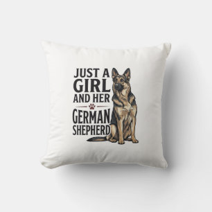 Deutscher Schäferhund Mädchen Vintage-Stich Hundel Kissen
