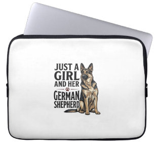 Deutscher Schäferhund Mädchen Vintage-Stich Hundel Laptopschutzhülle