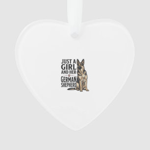 Deutscher Schäferhund Mädchen Vintage-Stich Hundel Ornament