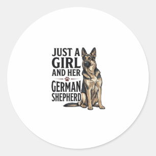 Deutscher Schäferhund Mädchen Vintage-Stich Hundel Runder Aufkleber