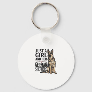Deutscher Schäferhund Mädchen Vintage-Stich Hundel Schlüsselanhänger