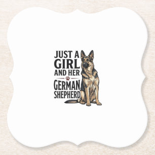 Deutscher Schäferhund Mädchen Vintage-Stich Hundel Untersetzer