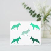 Deutscher Schäferhund minimales Muster grün  Postkarte (Stehend Vorderseite)