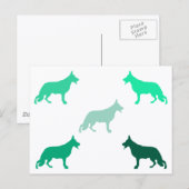 Deutscher Schäferhund minimales Muster grün  Postkarte (Vorne/Hinten)