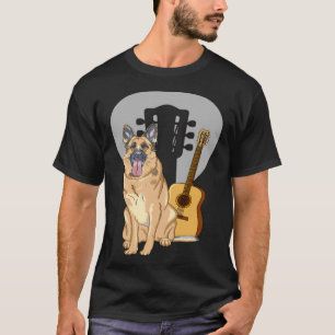 Deutscher Schäferhund mit akustischer Gitarre cool T-Shirt
