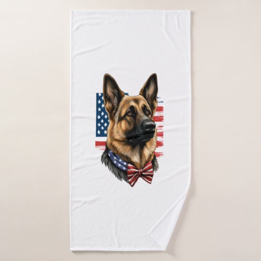 Deutscher Schäferhund mit amerikanischer Flagge Badehandtuch (Badehandtuch)