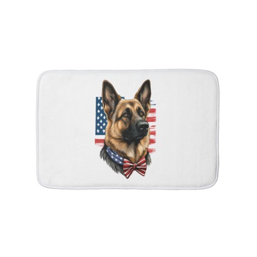 Deutscher Schäferhund mit amerikanischer Flagge Badematte (Vorderseite)