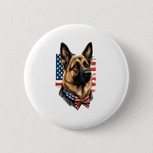 Deutscher Schäferhund mit amerikanischer Flagge Button