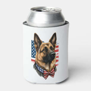 Deutscher Schäferhund mit amerikanischer Flagge Dosenkühler