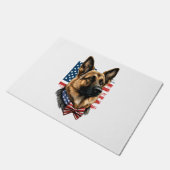 Deutscher Schäferhund mit amerikanischer Flagge Fußmatte (Schrägansicht)