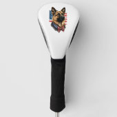 Deutscher Schäferhund mit amerikanischer Flagge Golf Headcover (Vorderseite)