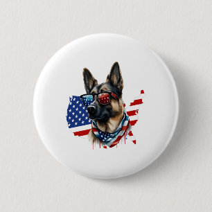 Deutscher Schäferhund mit amerikanischer Flagge I Button