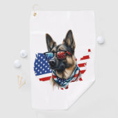 Deutscher Schäferhund mit amerikanischer Flagge I Golfhandtuch (Insitu)