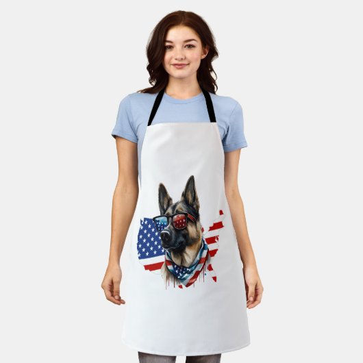Deutscher Schäferhund mit amerikanischer Flagge I Schürze (Getragen)