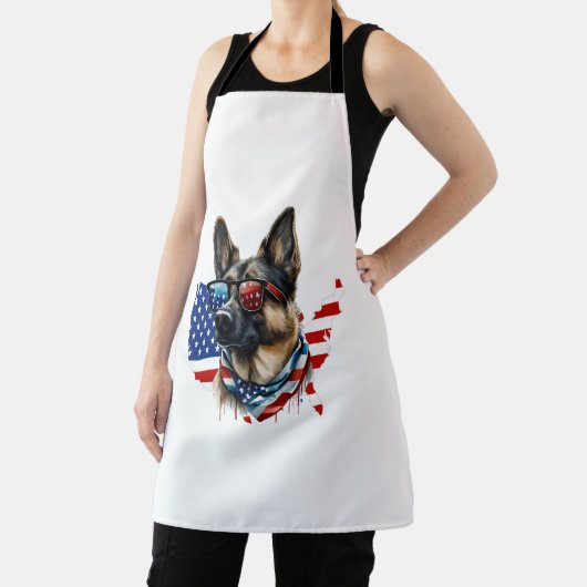 Deutscher Schäferhund mit amerikanischer Flagge I Schürze (InSitu)
