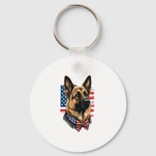 Deutscher Schäferhund mit amerikanischer Flagge Schlüsselanhänger