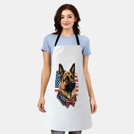 Deutscher Schäferhund mit amerikanischer Flagge Schürze (Getragen)