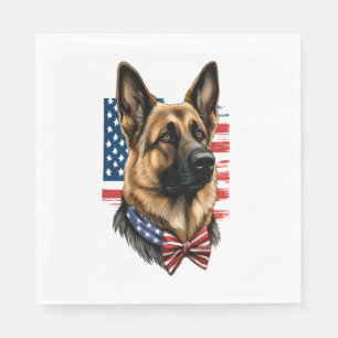 Deutscher Schäferhund mit amerikanischer Flagge Serviette