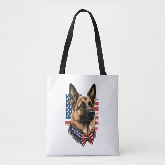 Deutscher Schäferhund mit amerikanischer Flagge Tasche (Vorderseite)