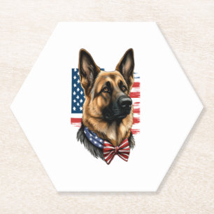 Deutscher Schäferhund mit amerikanischer Flagge Untersetzer