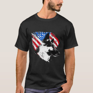 Deutscher Schäferhund mit amerikanischer Flagge US T-Shirt