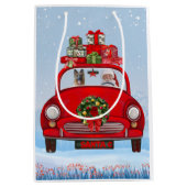 Deutscher Schäferhund mit dem Weihnachtsmann im Au Mittlere Geschenktüte (Vorderseite)