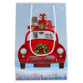 Deutscher Schäferhund mit dem Weihnachtsmann im Au Mittlere Geschenktüte (Rückseite)