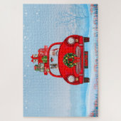 Deutscher Schäferhund mit dem Weihnachtsmann im Au Puzzle (Vertikal)