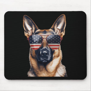 Deutscher Schäferhund Mit Der USA-Flagge Unabhängi Mousepad