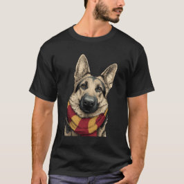 Deutscher Schäferhund mit einem Scarf T-Shirt